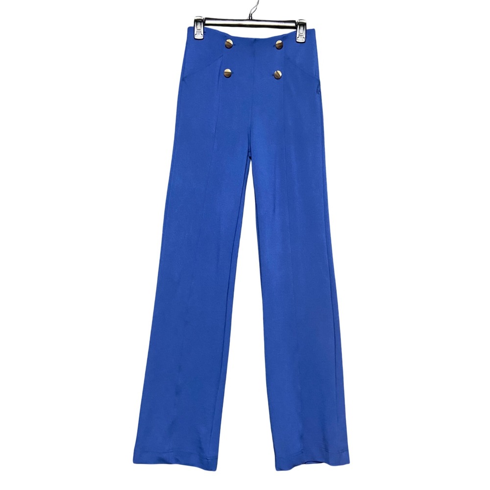 Betabrand Blue High Waisted Sailor Style Wide Leg‎ Dress/Yoga Pants Medium Long